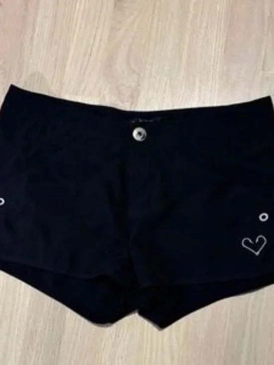 Pelagic Black Women's Athletic Shorts with Heart Accent - Picture 2 of 6